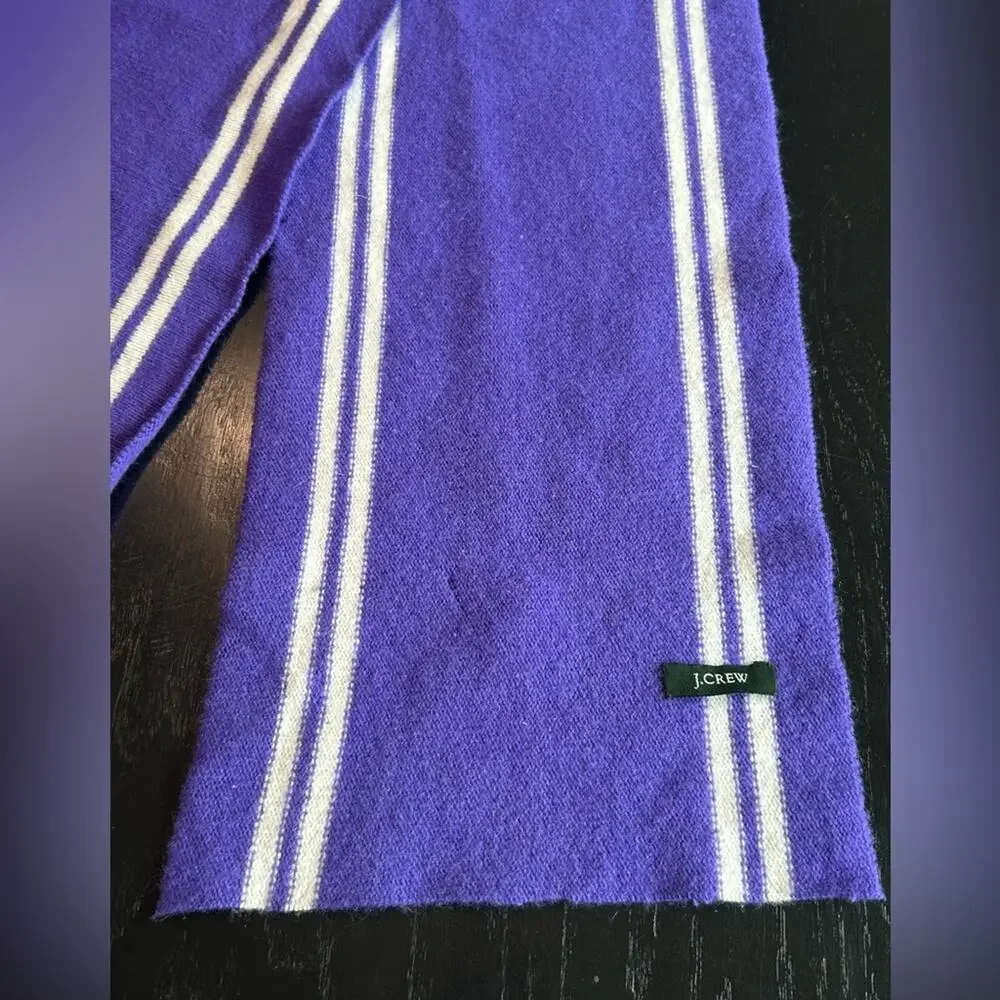 J. Crew Purple and White Striped Sweater Scarf- spring bright chic- color pop OS